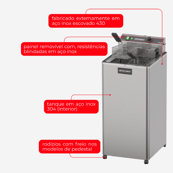 Fritadeira Elétrica Água e Óleo 30 Litros 8000 W GFAO 30 P 220v Metalcubas