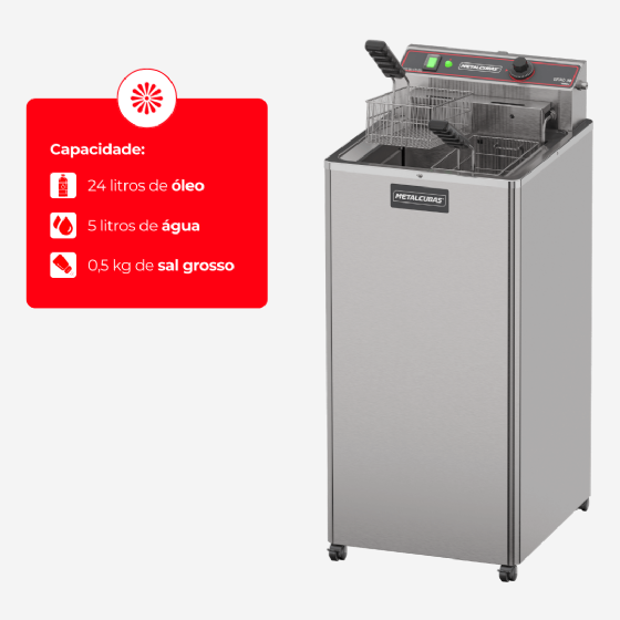 Fritadeira Elétrica Água e Óleo 30 Litros 8000 W GFAO 30 P 220v Metalcubas