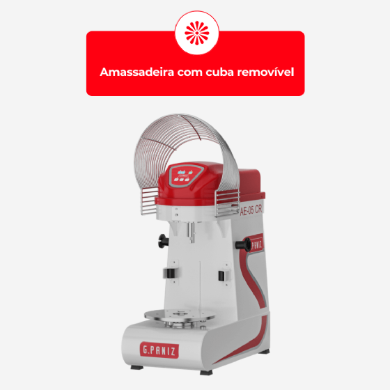 Amassadeira Espiral 3 Velocidades Cuba Removível Epóxi 05 kg AE 05 CR G2 220v G Paniz