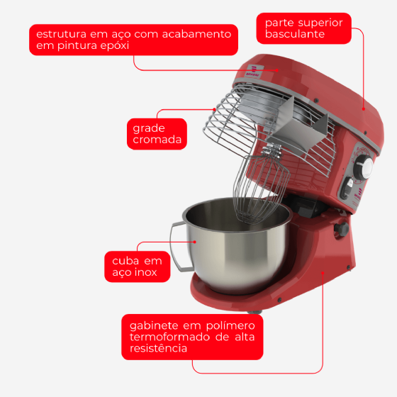 Batedeira Planetária Elétrica 05 Litros BPEL 05 Premium 220v Braesi