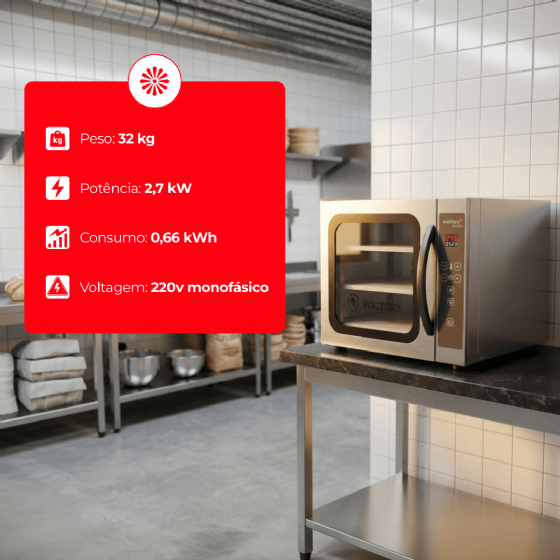 Forno Convector Digital Com Vapor 3 Pedras WCVP-335D 220v Wictory