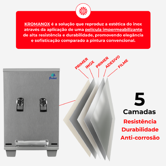 Bebedouro Industrial de Bancada 1 Gelada 1 Natural Inox 10 Litros 220v Frisbel
