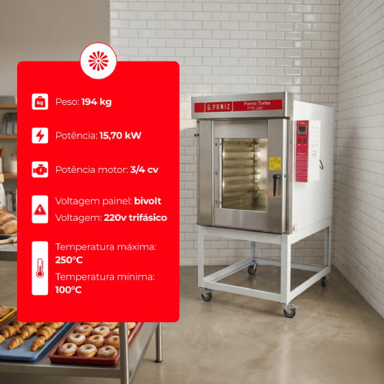 Forno Turbo 8 Esteiras Elétrico FTE 240 Trifásico 220v G Paniz