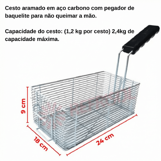 Fritadeira a Gás Alta Pressão 2 Cuba 6 Litros FRCG 6 Inox Metalcubas