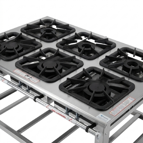 Fogão Industrial 6 Bocas Centro Misto Inox FGI 46 CM Gastromaq