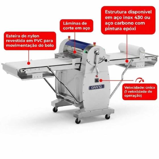 Cilindro Laminador De Massas Profissional Total Inox CLM600 220v Trifásico Grano