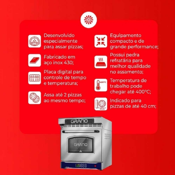 Forno Pizzaiolo Inox Sem Cavalete 220V Grano