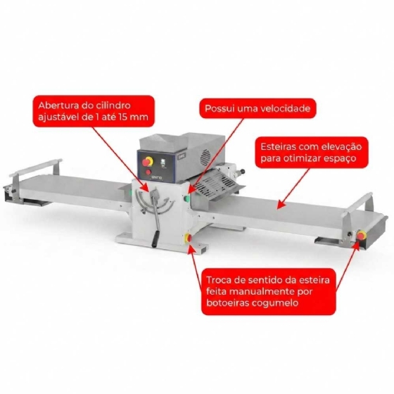 Cilindro Laminador de Massas Profissional Total Inox CLM400 220v Grano