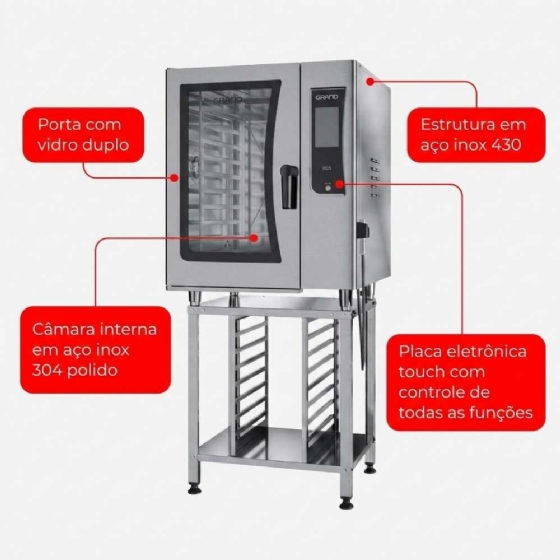 Forno Combinado Profissional com Cavalete CCS10 Trifásico 220V Grano