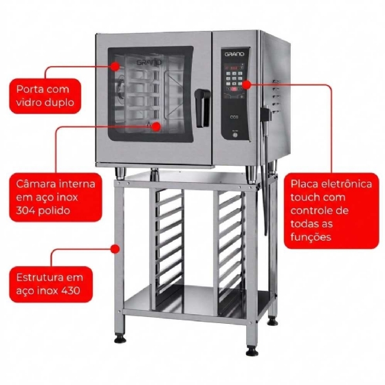 Forno Combinado Profissional com Cavalete CCS06 Trifásico 220V Grano