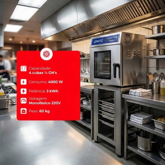 Forno Combinado Primus com Cavalete 4 ½ GNs 220V Grano