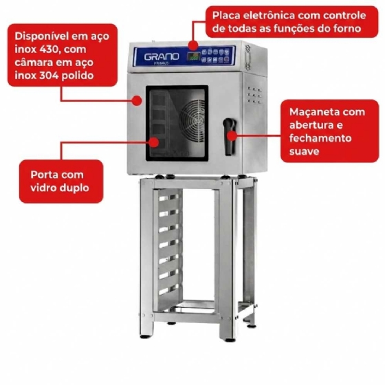 Forno Combinado Primus com Cavalete 4 ½ GNs 220V Grano