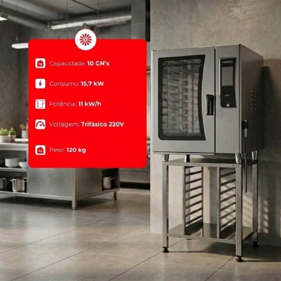 Forno Combinado Profissional com Cavalete CCS10 Trifásico 220V Grano