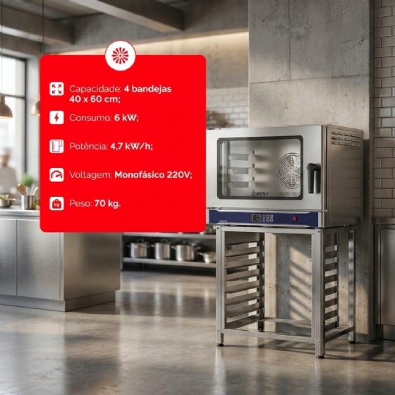 Forno Convector Elétrico Profissional Inox Com Cavalete FCV 40 Grano