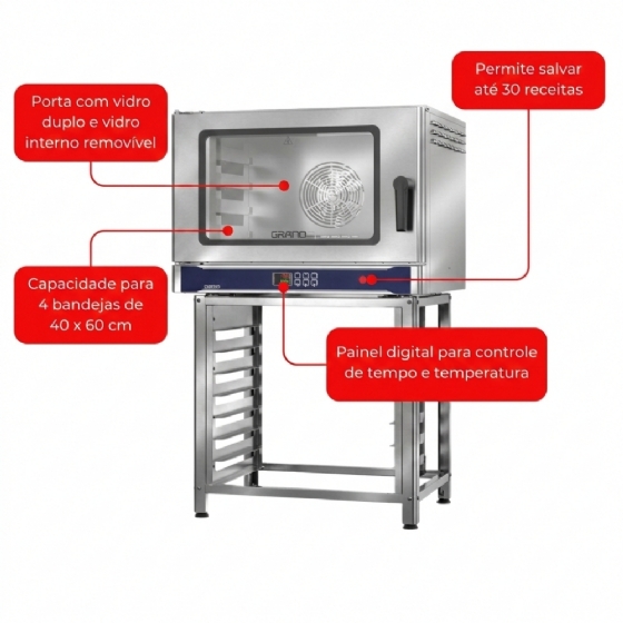 Forno Convector Elétrico Profissional Inox Com Cavalete FCV 40 Grano