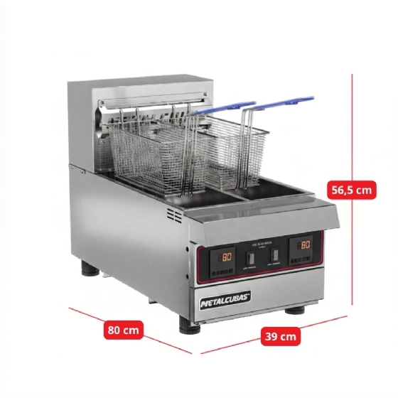 Fritador Zona Fria De Óleo Elétrico De Mesa Premium 220v Monofásico Duplo Foe 2 M DP PRM Metalcubas