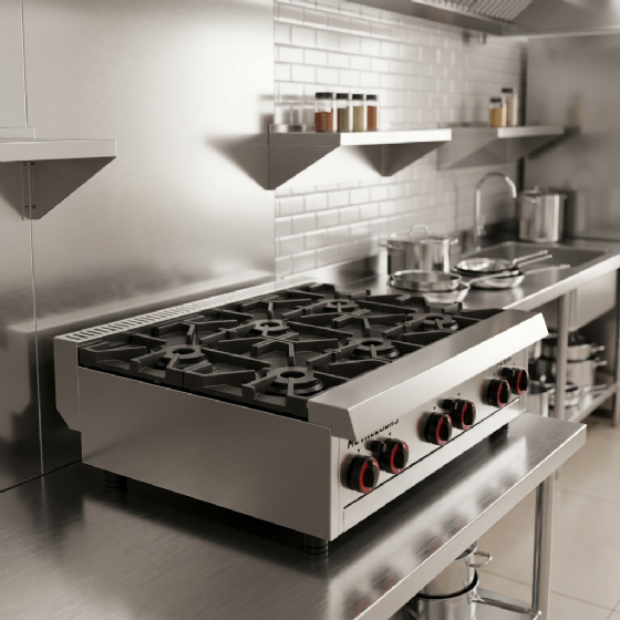 Fogão Premium Mesa FG 6 Bocas Inox Profissional 220v Metalcubas