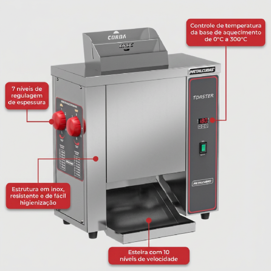 Tostador De Pão Profissional 220v Inox TP 300 Metalcubas