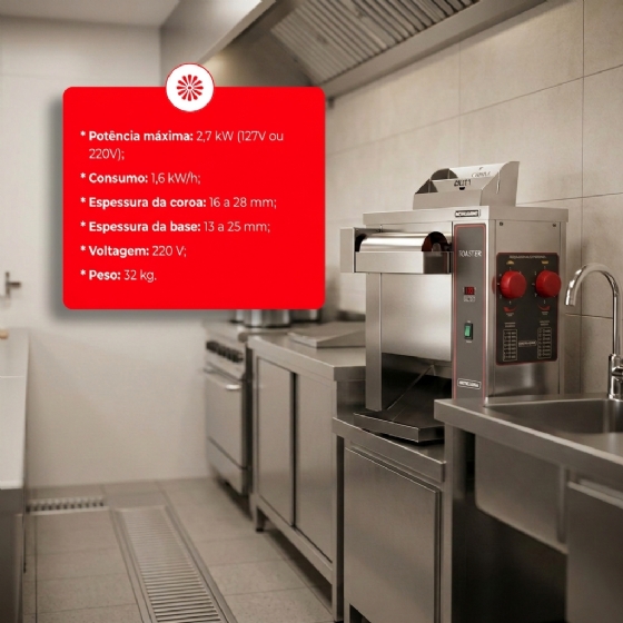 Tostador De Pão Com Mantegueira Profissional Inox 220v TP 300 M Metalcubas