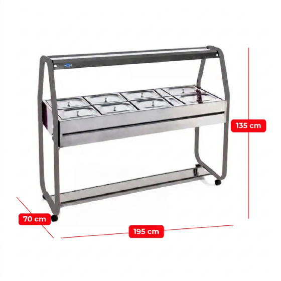 Buffet Térmico Aquecido 10 GN 1/2 100 ST10 Cinza 220v Ibet