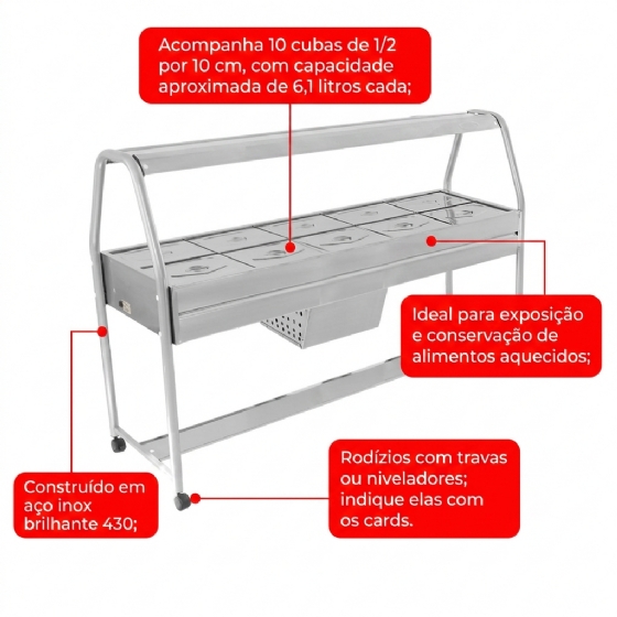 Buffet Refrigerado GN 1/2 65 SR10 Cinza 220V Ibet