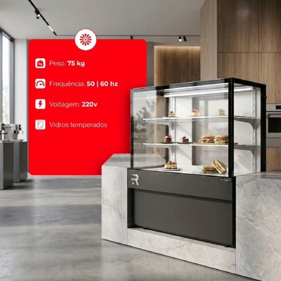 Balcão Expositor Seco Tampo de Vidro 1100 Vanguard Plus 220v Refrimate
