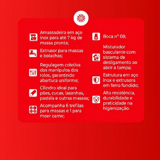 Cilindro Extrusor Moedor e Misturador CL 46 Total Inox Bivolt Do Cheff