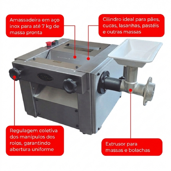 Cilindro Extrusor Moedor e Misturador CL 46 Total Inox Bivolt Do Cheff
