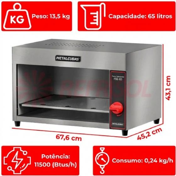 Forno Gratinador a Gás Salamandra FSG 65 Metalcubas