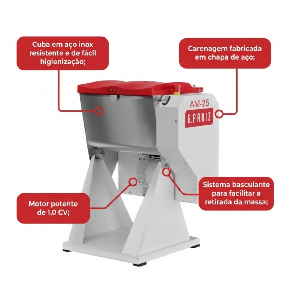 Amassadeira Semi Rápida Basculante 25 kg AM 25 G2 Bivolt G Paniz