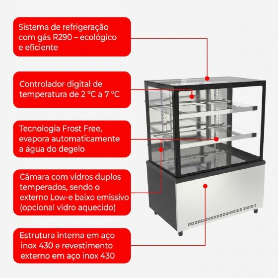 Balcão Vitrine Prime Refrigerado Ar Forçado 1000 PBV 10 220v Venâncio