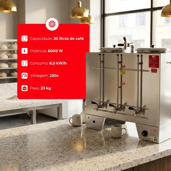 Cafeteira Elétrica Industrial Semiautomática 30 litros CPA 30 220v Consercaf