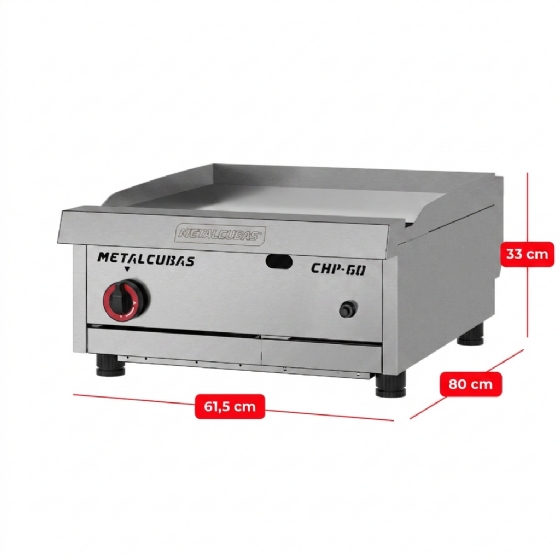 Chapa Bifeteira Premium a Gás 60 cm CHP 60 G2 Metalcubas
