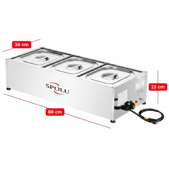 Rechaud Retangular Térmico em Inox 3 Cubas SPL-503 220v Spolu