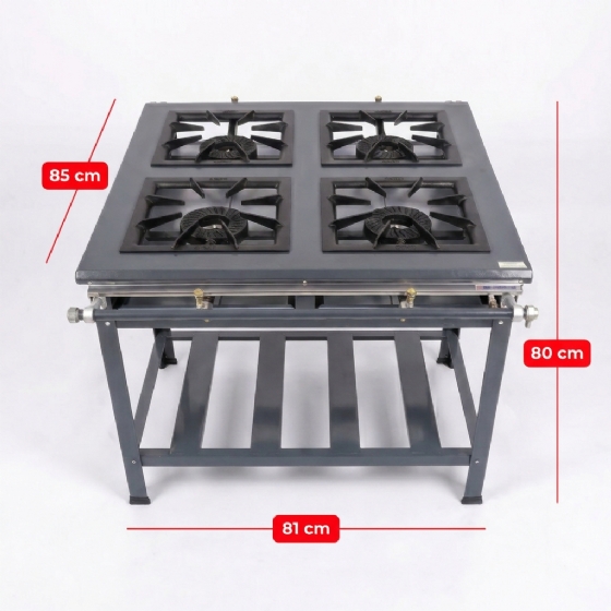 Fogão Industrial de Centro 4 Bocas 40x40 Alta Pressão Metal Brey