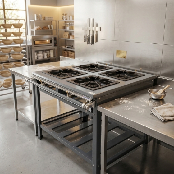 Fogão Industrial de Centro 4 Bocas 40x40 Alta Pressão Metal Brey