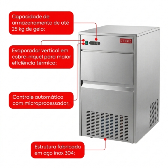Máquina de Gelo Industrial Cubo MGC 50kg/Dia 220V G Paniz