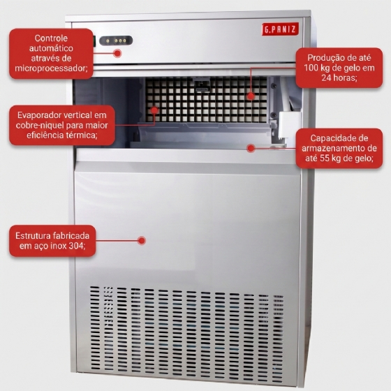 Máquina de Gelo Industrial Cubo MGC 100kg/Dia 220V G Paniz