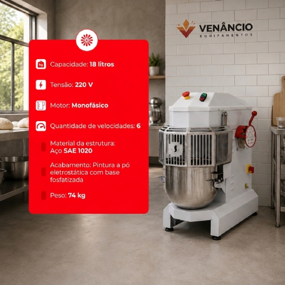 Batedeira Planetária 18 Litros VBPS18NR 220V Venâncio