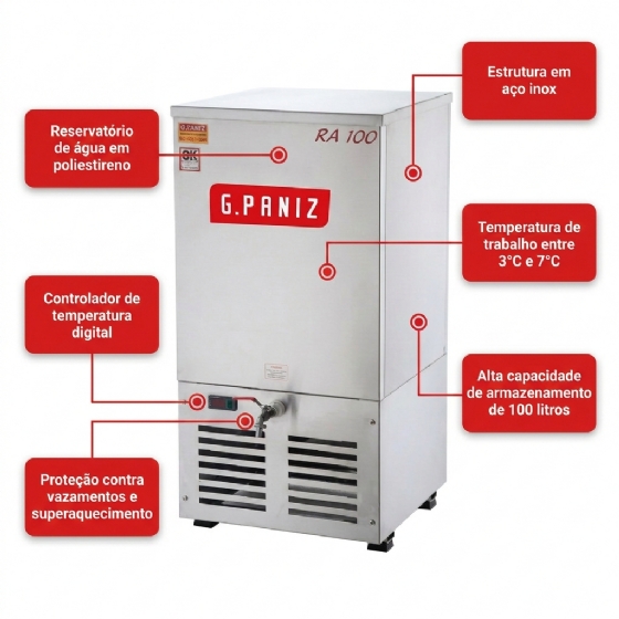 Resfriador de Água RA 100 Plus 220v Inox G Paniz