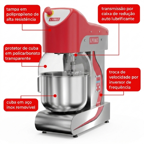 Batedeira Planetária Inox 12 Litros BP 12 RP 220v G Paniz