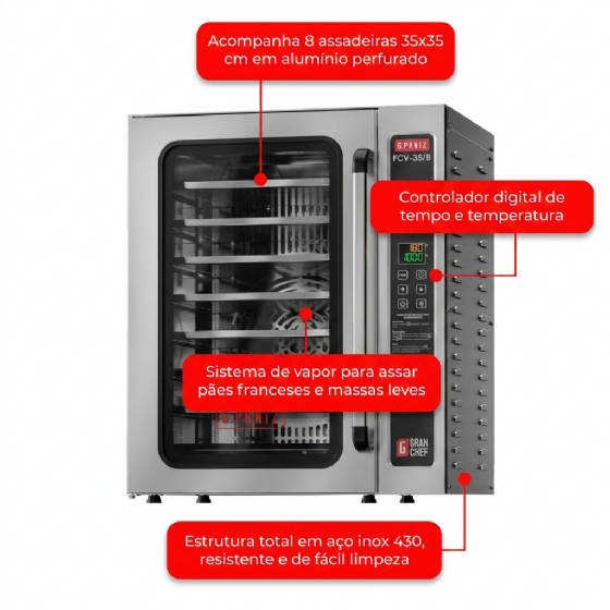 Forno Turbo de Convecção Com Vapor GranChef FCV 35/8 220v G Paniz