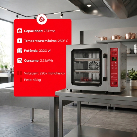 Forno Turbo de Convecção Com Vapor e Pedra Refratária FCVL 35 220v G Paniz