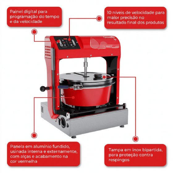 Misturador Industrial Gourmella Top CZ 10 Panela de Alumínio 220v G Paniz