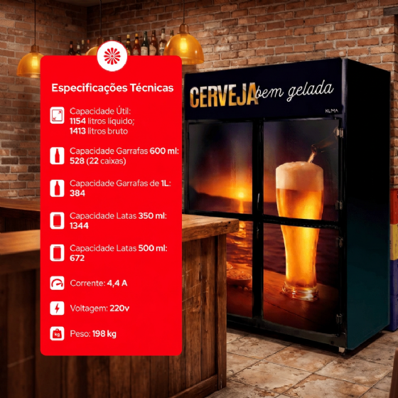 Mini Câmara Cervejeira 4 Portas 4 KPTC STD 220v Klima