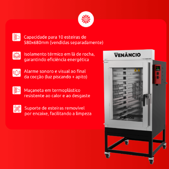 Forno Turbo Twister 10 Esteiras Elétrico FVT 10E 220V Monofásico Venâncio