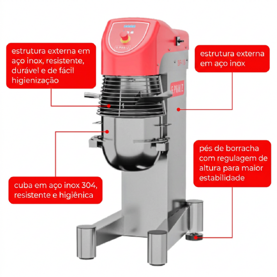 Batedeira Planetária 18 Litros 4 Velocidades BP 18 G2 220v Inox G Paniz