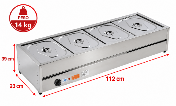 Rechaud Retangular Aquecido 4 Cubas 220v Ibet