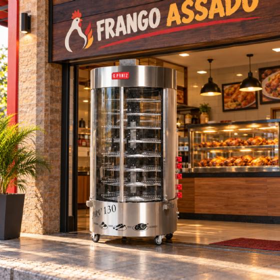 Forno Assador Queimador Central Multiuso Rotativo a Gás Natural ARV 130 QC G Paniz