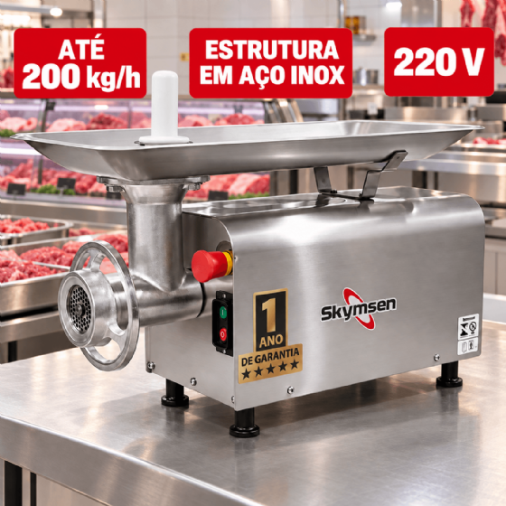 Picador de Carne Boca 10 PS 10 Inox 220v Skymsen